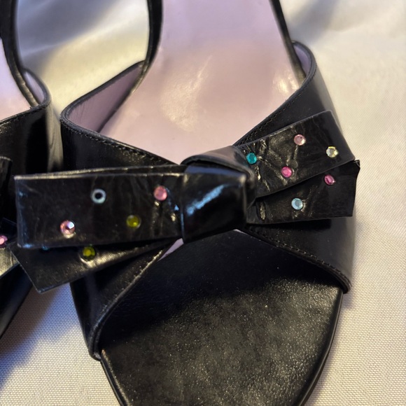 Marc Jacobs Leather Bow Accent Sling Back Sandals Black Women’s Size 7.5 - Picture 4 of 10
